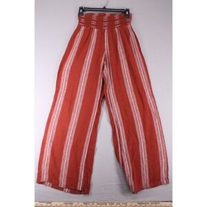 Rewash LA Rust Colored Elastic Waist Linen Straight Leg Pants Womens Medium